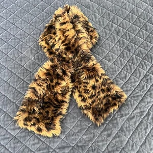 J. Rundhals Schal Leopard Animal Print Kunstfell braun schwarz Halstuch Wärmer B24 - Bild 1 von 7