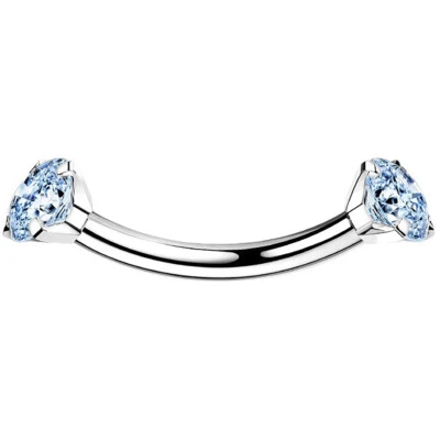 Conjunto de pinos de barra curvos anel de sobrancelha G23 titânio sólido 16G CZ cristal gema 8mm - Imagem 1 de 4