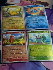 POKEMON Pikachu Squirtle Charmander Bulbasaur Cosmo Costco 151 Promo Set of 4 NM - Picture 1 of 2