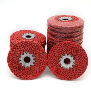 100mmx16mm Iron Core Red Sisal Polishing Wheel For Angle Grinde Stainless Steel - Picture 1 of 6