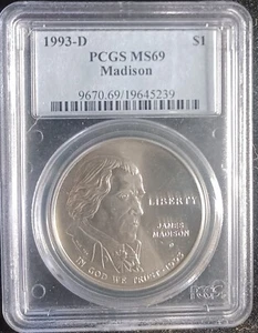 1993 D MADISON COMMEMORATIVE $1. PCGS MS69.  -#SL0066 - Picture 1 of 2