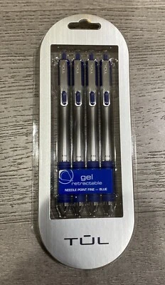 Tul Retractable Gel Pen Pens 0.5mm Needle Point, Blue 4/Pack - New - Image 1 of 2
