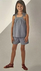 Member's Mark Girl's 2 Piece Tank & Short Set Outfit Denim Chambray Size 6/6X - Picture 1 of 5