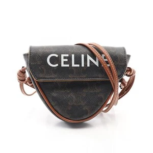 CELINE Triomphe Triangle Mini Shoulder Bag 195902 canvas Brown Used Women - Picture 1 of 7