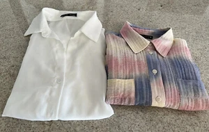 Lot Of 2 Button Down Shirts By Zara & Shein (XS) - Picture 1 of 11