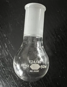 Lot of (2) KIMAX Kimble Glass 50ml Round Bottom Boiling Flasks 24/40 Joint - Picture 1 of 2