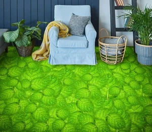 3D Green Leaves 35RAIN53 Floor WallPaper Murals Wall Print Decal AJ Honey - Picture 1 of 6