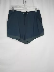 AVIA DARK TEAL BACK ELASTIC WAIST DRAWSTRING FRONT 4" INSEAM SHORTS SZ L #Z133 - Picture 1 of 2