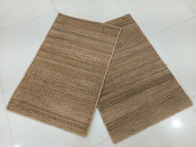 Tapete retangular tapete de juta tapete de área natural feito à mão trançado aparência rústica - Imagem 1 de 4