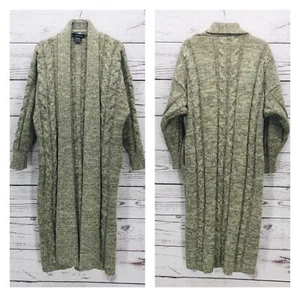 Vintage IB Diffusion Duster Cardigan Sweater Wool Blend Open Thick Cable Knit-M - Picture 1 of 13