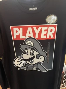 Super Mario Brothers Nintendo PLAYER Mario Officially Licensed T-Shirt LARGE - Picture 1 of 2