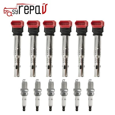 Bobina de encendido 6 piezas + bujía para Audi A4 A5 A6 A7 A8 Q5 Q7 R8 Foto 1 de 4