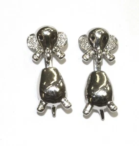 925 sterling silver .03ct diamond Elephant front back jacket dangle earrings - Picture 1 of 10