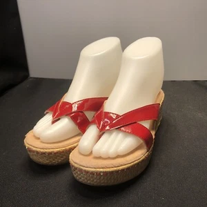 LNWO US6 BOC Born Concept ROJO/ALPARGATA TACÓN 2" SANDALIAS TANGA ZAPATOS - Imagen 1 de 12