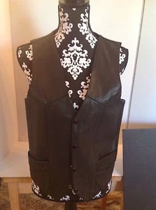 First Geniune Leather Black Vest Size 40 Motorcycle Vest  - Picture 1 of 6