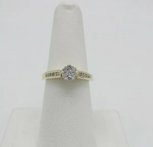  Zales .35CT Halo Diamond 14K YG Bridal Solitaire Wedding  Engagement Band - Picture 1 of 10