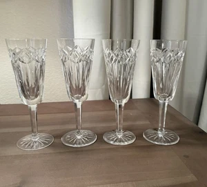 "4 flautas de champán Waterford Patrick vintage 7-1/4"" corte cuña diamante Irlanda" - Imagen 1 de 5