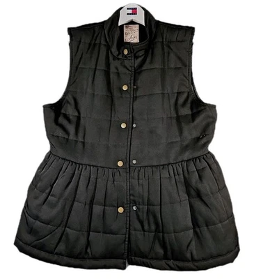 Abrigo de cintura de tul Anthropologie para mujer Babydoll chaleco acolchado relleno negro  Foto 1 de 4