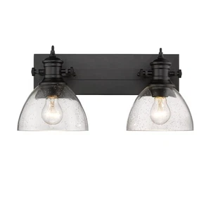 Golden Hines 2-Light Bathroom Vanity Light in Black - Picture 1 of 4
