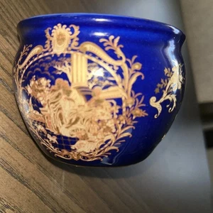 JARRÓN VINTAGE SATSUMA AZUL COBALTO Y DORADO DORADO MITOLOGÍA GRIEGA Nuevo - Imagen 1 de 6