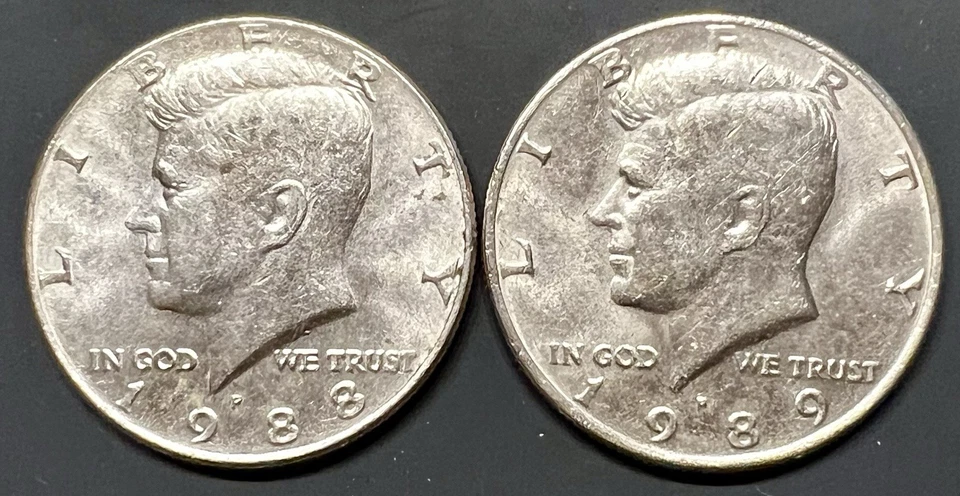 1988 P & 1989 P Kennedy Half Dollar Error Set – Rare Mint Errors - Image 1 of 4