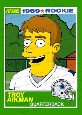 Troy Aikman Homer's Heroes Simpsons 1989 novato tarjeta coleccionable personalizada vaqueros UCLA Foto 1 de 2