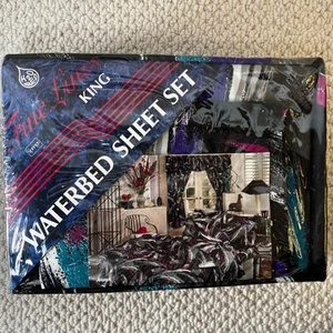 Waterbed Sheet Set King Retro 80/90s Springs Polyester/Cotton New Sealed USA VTG - Picture 1 of 4