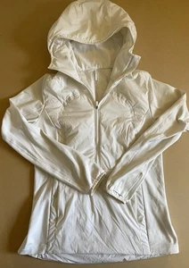 Chaqueta con Capucha Pullover Frío Lululemon Para Mujer Blanca Talla 6 Correr - Imagen 1 de 4
