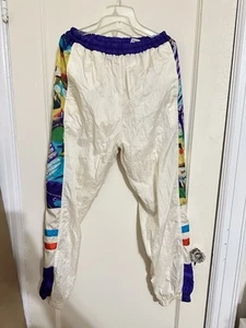 Vintage 80s Hip Hop Muscle Jogger Men's L White Graphic Pants - Picture 1 of 7