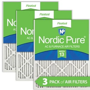 20x20x1 (19_1/2x19_1/2) Pleated MERV 13 Air Filters 3 Pack - Picture 1 of 7