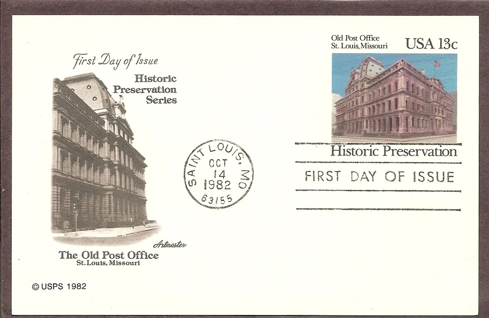 US SC # UX97 Old Post Office St Louis , Missouri FDC. Artmaster Cachet - Image 1 of 1