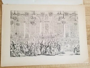 17,5" x 12,5" VINTAGE ACQUAFORTE STAMPA.DECORAZIONE DU BAL MASCHERA DI COCHIN - Foto 1 di 12