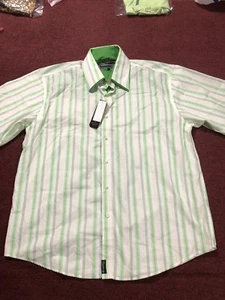 Promi Hemd Größe Xl Kurzarm Button Down Weiß Und Grün Zitrone - Bild 1 von 9