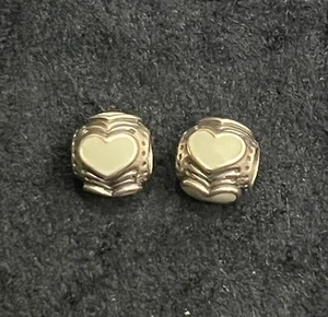 Authentic Pandora Gray Enamel Hearts Sterling Silver RETIRED!!! - Picture 1 of 5