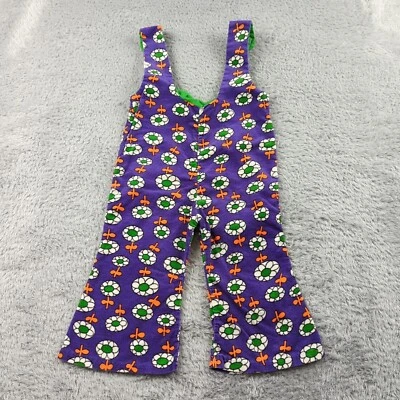 Mono vintage acampanado niños 2T púrpura pana flor estampado hippie años 70 Foto 1 de 4
