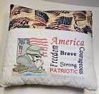 Military Patriotic Pillow-Handmade 14x14" Quilted Embroidery Honor Service