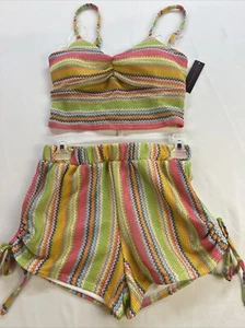 No Boundaries Set mehrfarbig gehäkelt Top und Shorts Made Größe S (3-5) Stretch - Bild 1 von 23