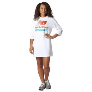 New Balance Athletic Sportswear Women's Fleece Dress White Embroidered Size S - Picture 1 of 12