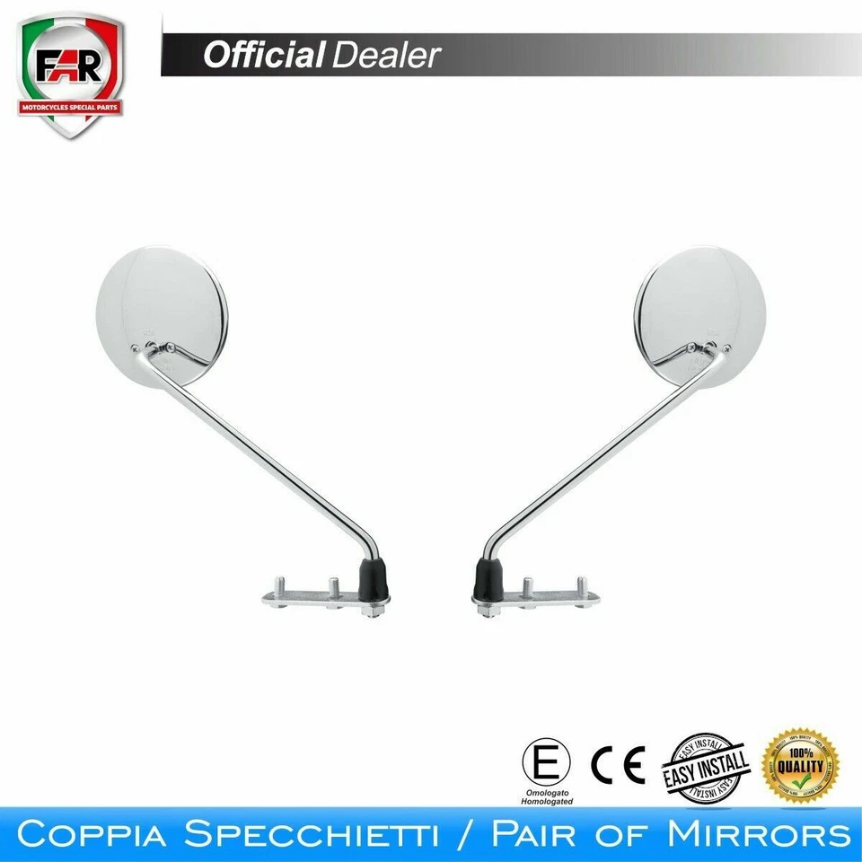 Coppia Specchietti retrovisori Kit montaggio Piaggio Vespa PX 150 cromato FAR