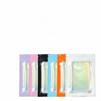 Multi-Color & Size Glossy Foil Mylar Flat Reusable Zip Seal Bags w/ Window M11 - Image 1 of 4