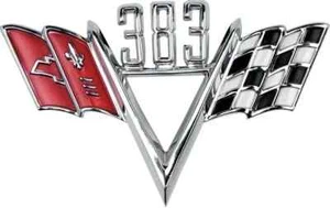 For 1964-1973 Impala Biscayne Camaro Chevelle 383 Crossed Flags Fender Emblem - Picture 1 of 2