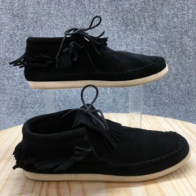 Botas Minnetonka Mujer 8.5 Venice Flecos Mocasín Botines Cuero Negro Informal Foto 1 de 4