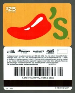 CHILI'S Red Chili Pepper ( 2013 ) Gift Card ( $0 - NO VALUE ) V1 - Picture 1 of 1