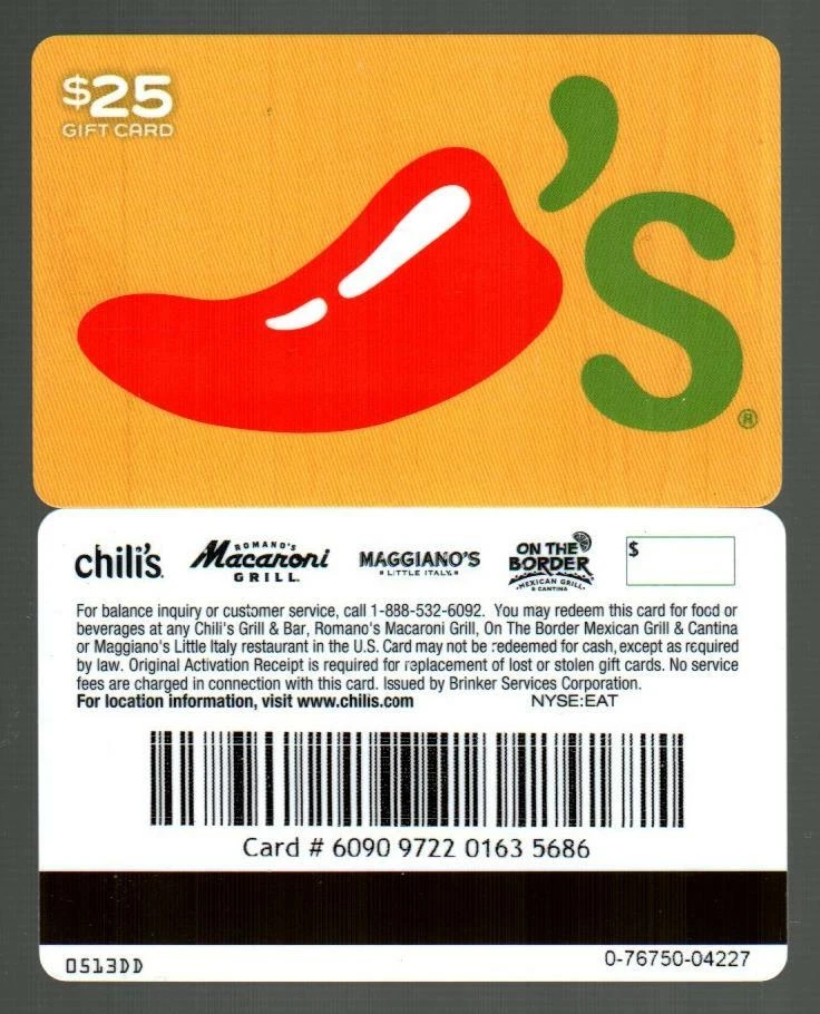 CHILI'S Red Chili Pepper ( 2013 ) Gift Card ( $0 - NO VALUE ) V1 - Image 1 of 1