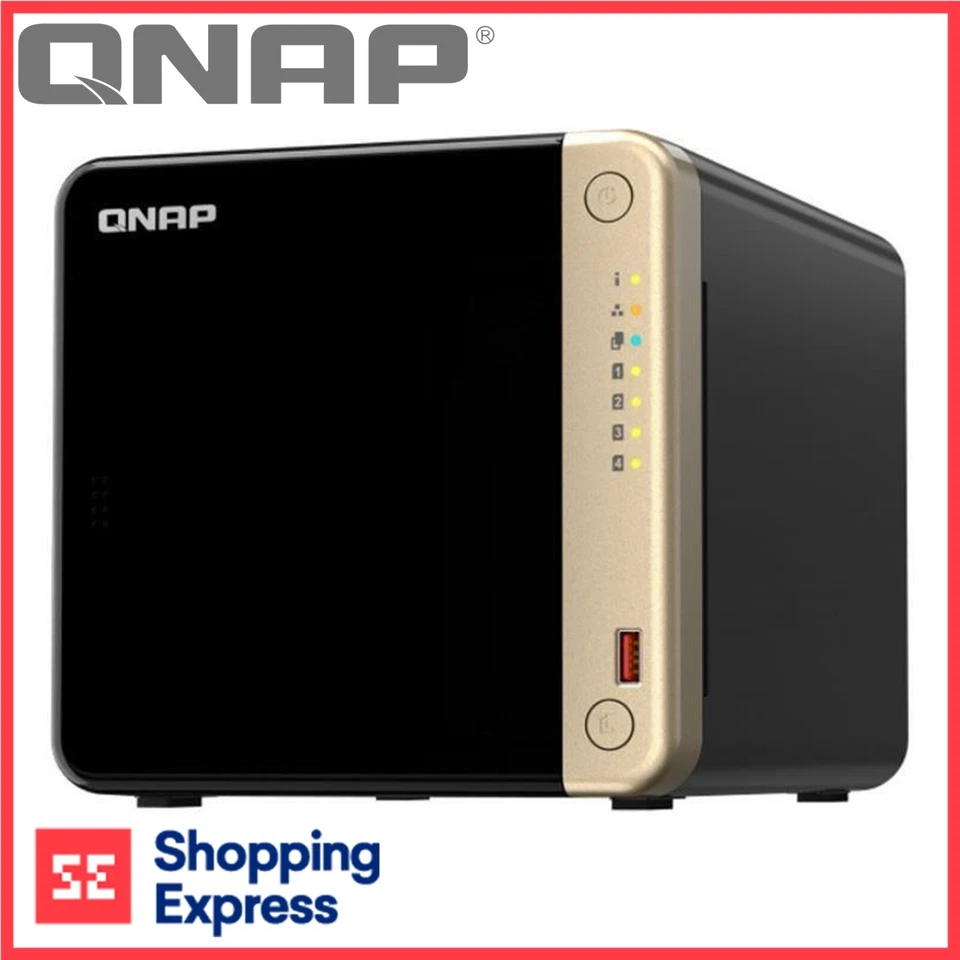 Qnap 4 Bay NAS TS-464-8G Intel Celeron 4 Core 8GB DDR4 Diskless 2.5 GbE M.2 SSD