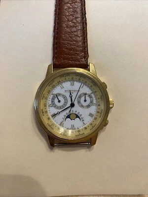 De colección Wittnauer fase lunar para hombre SS2477 Swiss 1539 hora mundial corre Foto 1 de 4