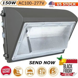 150W LED Wall Pack Lights with Photocell, Dusk to Dawn Outdoor Lighting Fixture - Picture 1 of 24