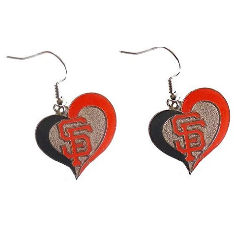 San Francisco Giants Swirl Heart Earrings MLB New Cover