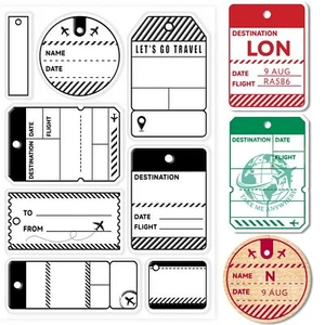 Label Ticket Background Clear Stamps for Card Making Photo Album Scrapbooking - Picture 1 of 8