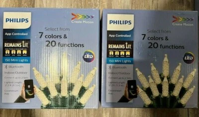 2 boxes Philips 150 mini lights LED App controlled 7 colors 20 functions motion - Image 1 of 4